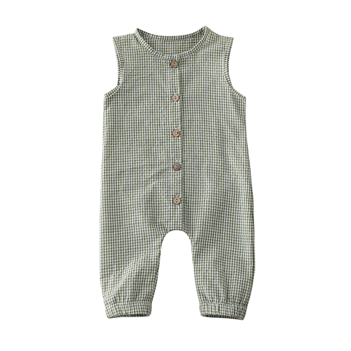 0-18M Baby Girl Boy Rompers Sleeveless Plaids Romper Cotton Jumpsuit Overall Casual Clothes
