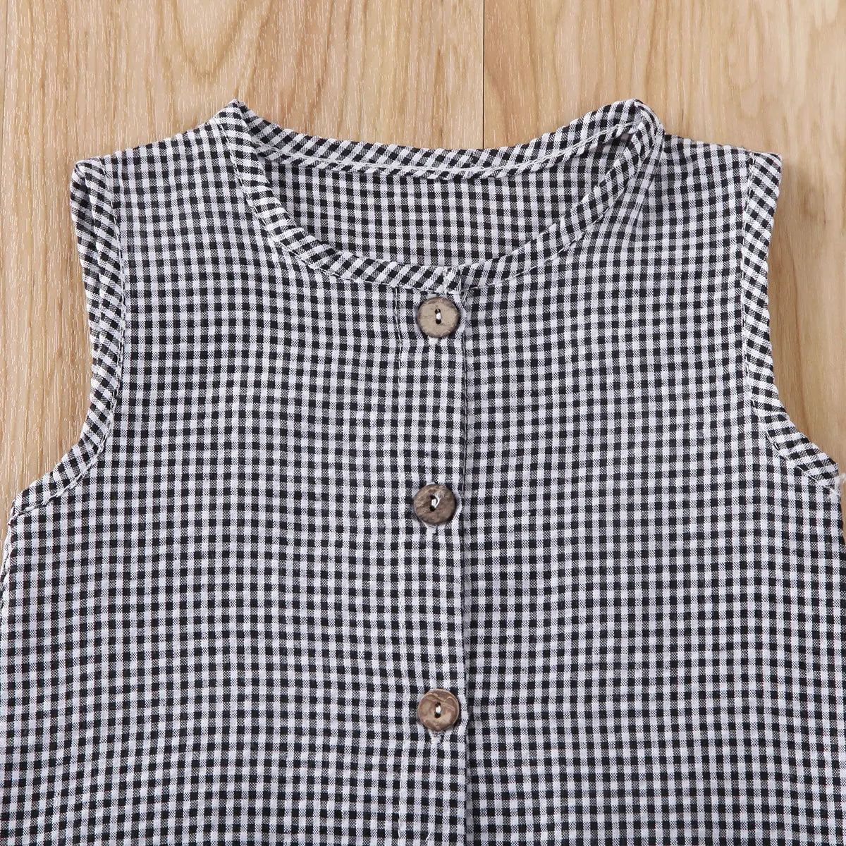 0-18M Baby Girl Boy Rompers Sleeveless Plaids Romper Cotton Jumpsuit Overall Casual Clothes