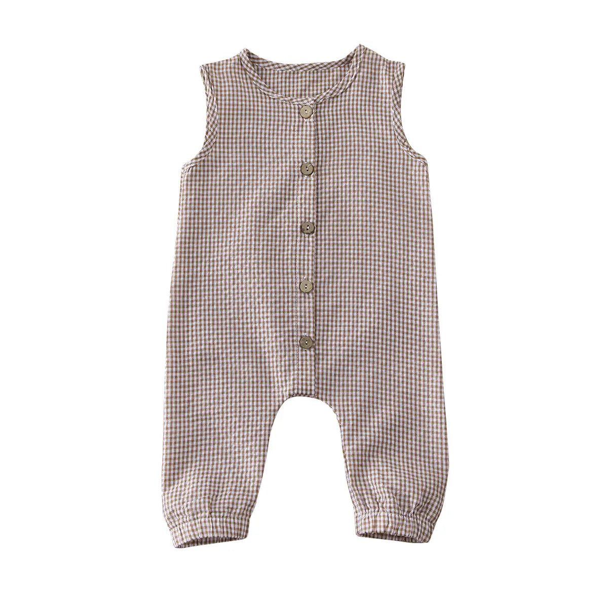 0-18M Baby Girl Boy Rompers Sleeveless Plaids Romper Cotton Jumpsuit Overall Casual Clothes