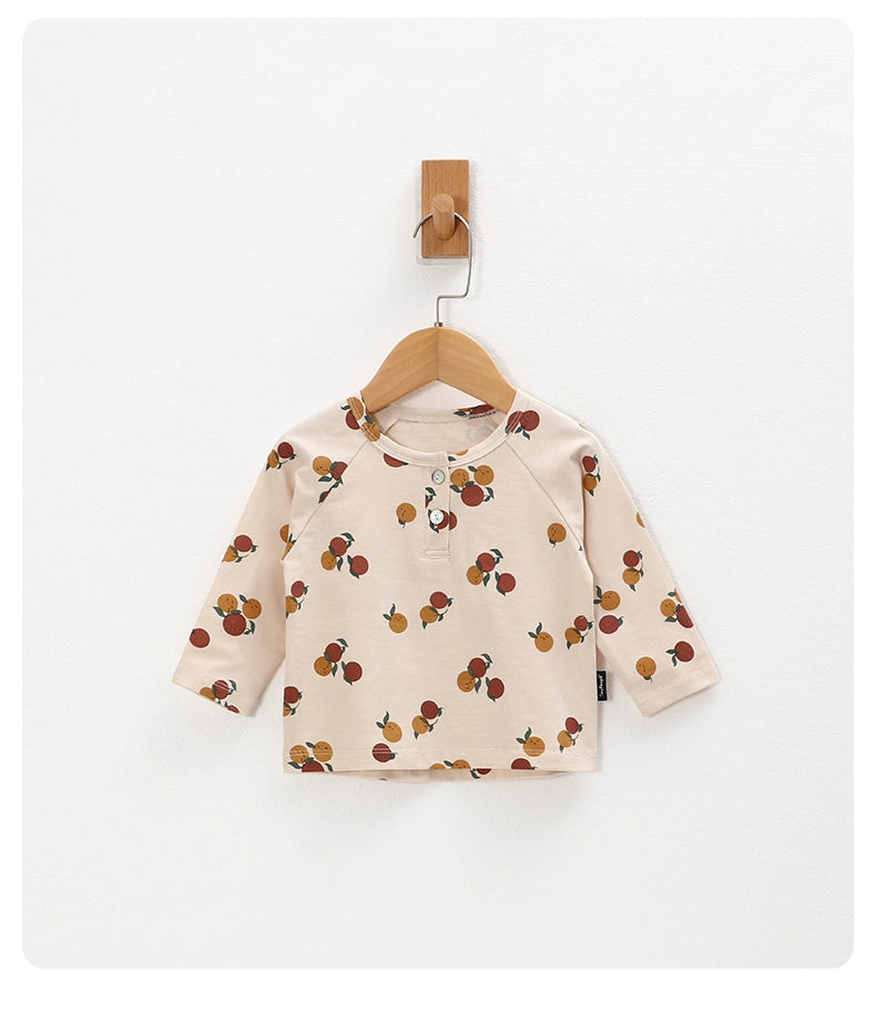 Tinyclvb Early Autumn Long Sleeves Slub Cotton Pullover Tops