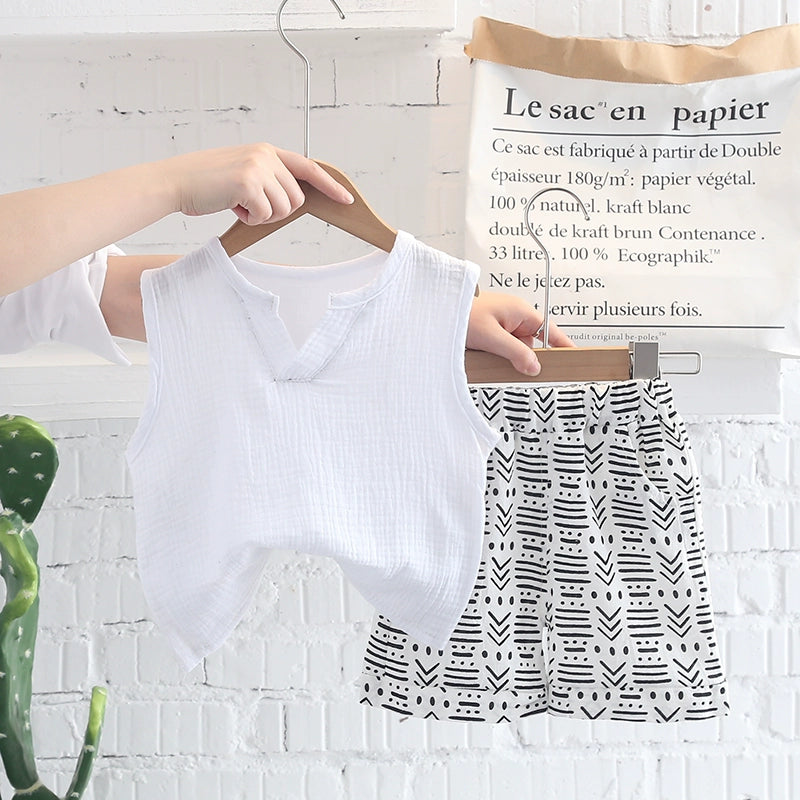 Children's Clothing Baby Leisure Baby Shorts Two-piece Set Summer Clothing