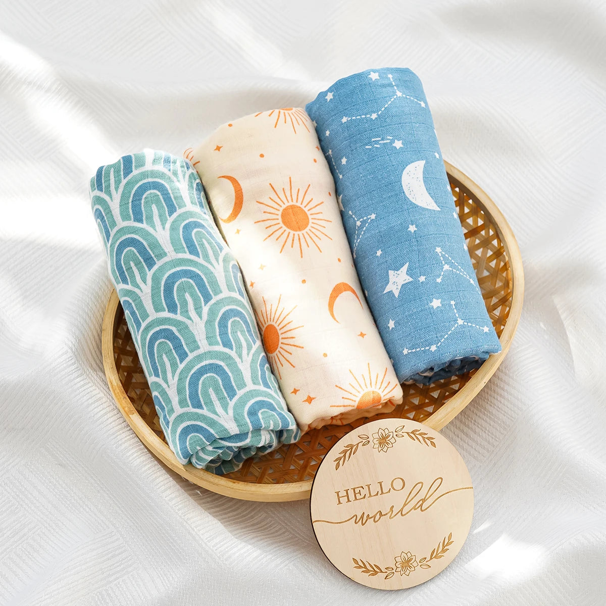Elinfant 3PCS 100% Cotton Muslin Swaddle Blanket, Stroller Cover Nursing Cover,Baby Sleeping Quilt For Summer