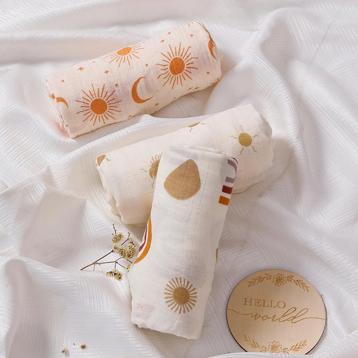 Elinfant 3PCS 100% Cotton Muslin Swaddle Blanket, Stroller Cover Nursing Cover,Baby Sleeping Quilt For Summer