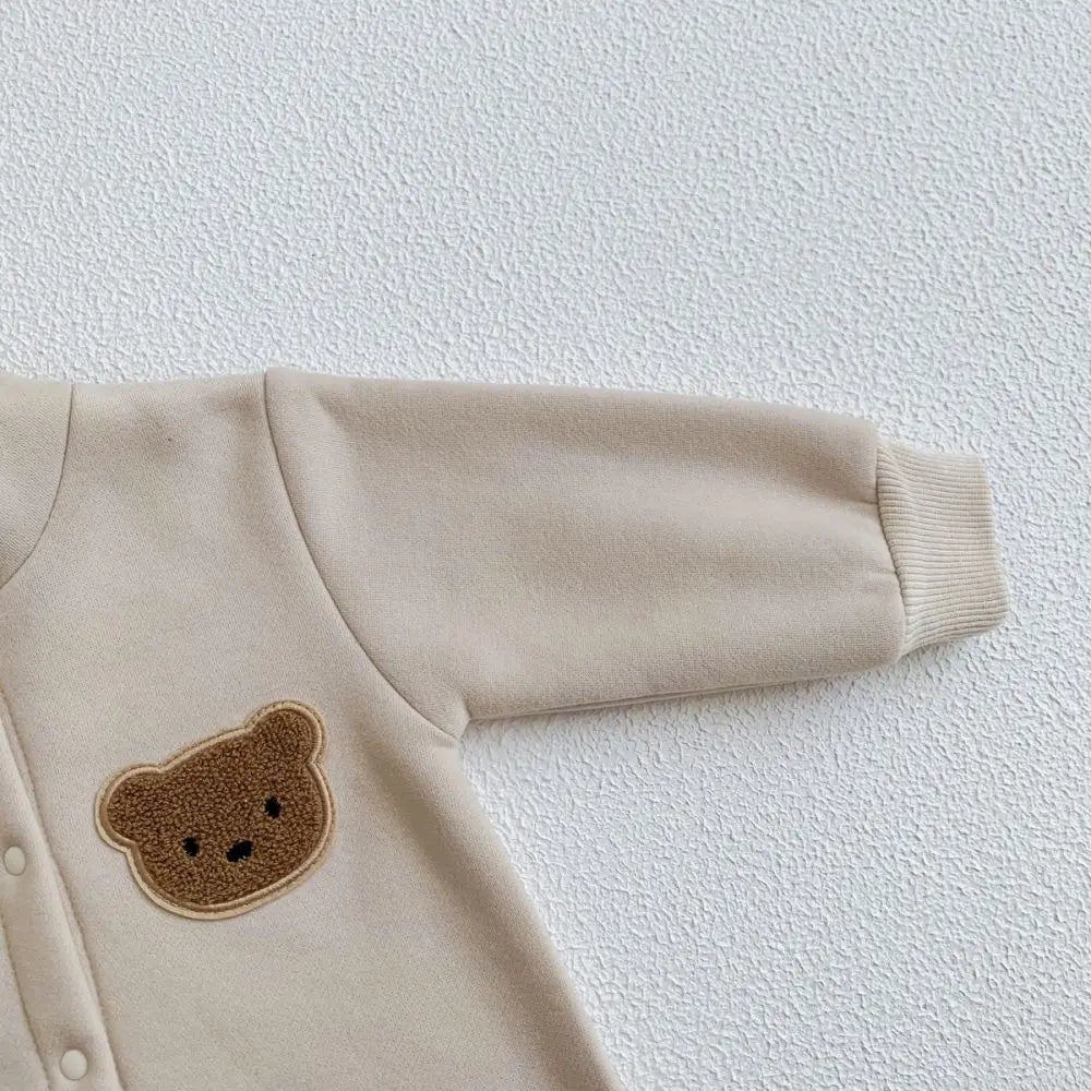 Winter Warm Newborn Baby Clothes Boys Cotton Babies Romper Cartoon Bear Long Sleeve Hooded Girl Bodysuit for 0-24M Clothing