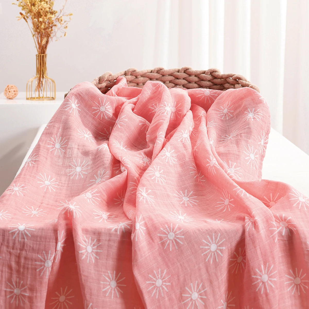 Elinfant 3PCS 100% Cotton Muslin Swaddle Blanket, Stroller Cover Nursing Cover,Baby Sleeping Quilt For Summer