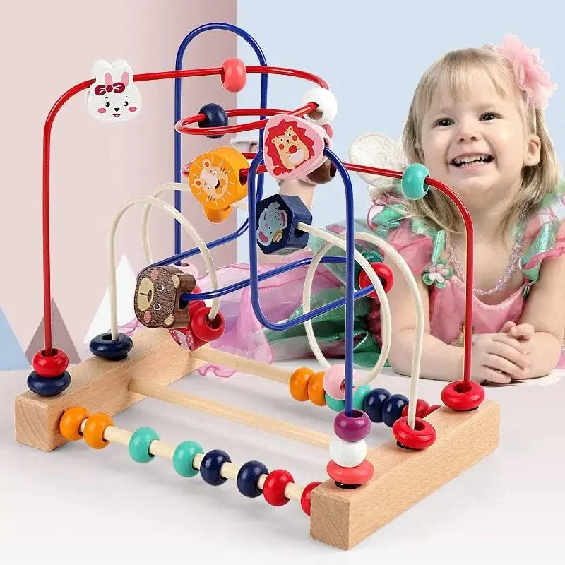 Montessori Baby Toys Wooden Roller Coaster Bead Maze Abacus Math Toys Toddler Early Educational Toys for Kids Children 1-3 Years