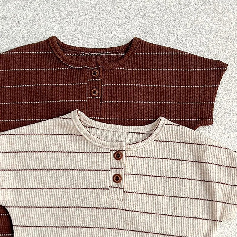 Summer Kids Baby Boys Girls Short Sleeve Stripe T-shirt + Shorts Clothing Sets Infant Baby Girls Boys Children's Clothes Suit