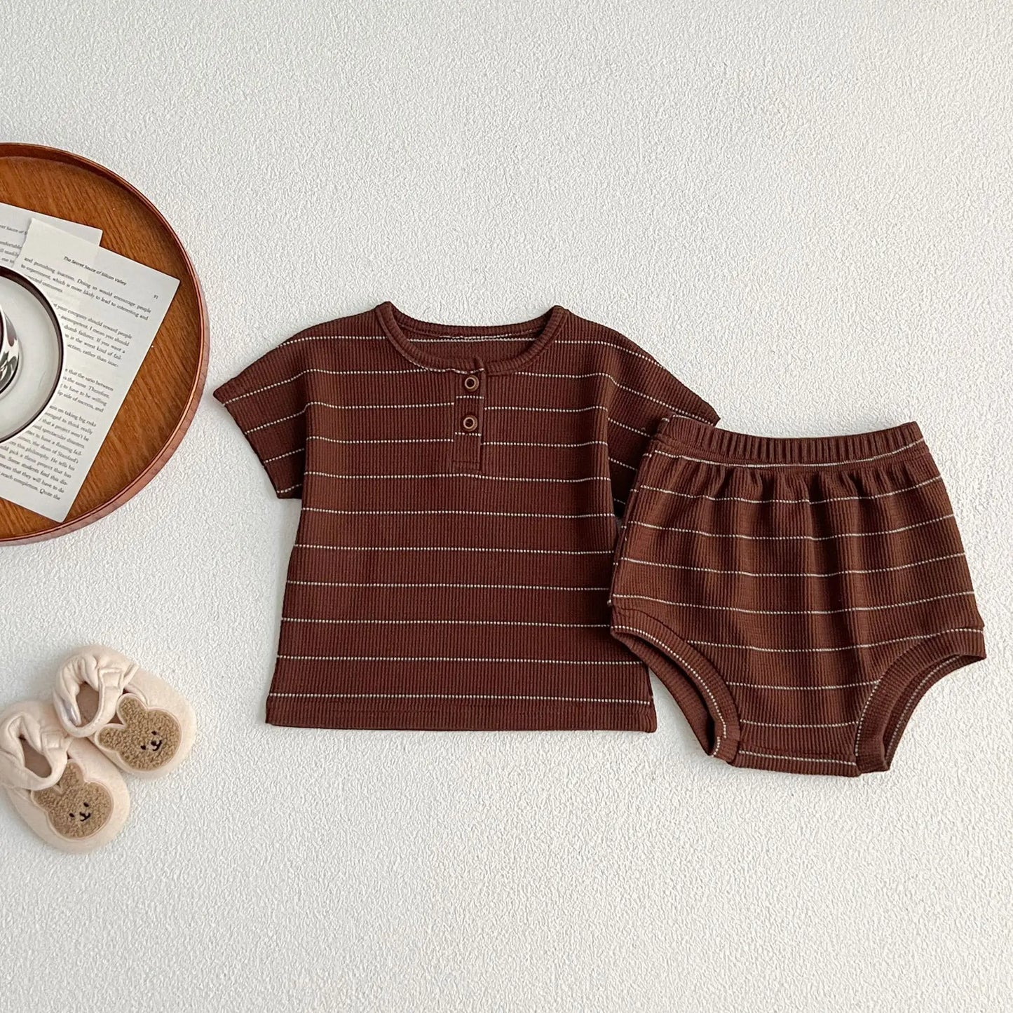 Summer Kids Baby Boys Girls Short Sleeve Stripe T-shirt + Shorts Clothing Sets Infant Baby Girls Boys Children's Clothes Suit
