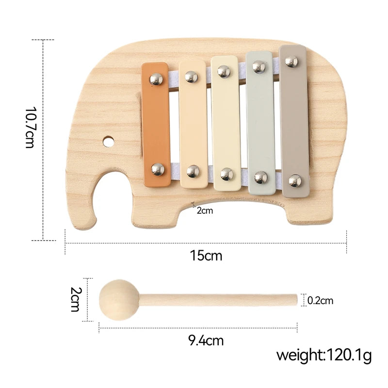Montessori Wooden Toy Multicolor Xylophone Bell Beads Drum Column Musical Instrument Toy Kid Educational Musical Instrument Gift