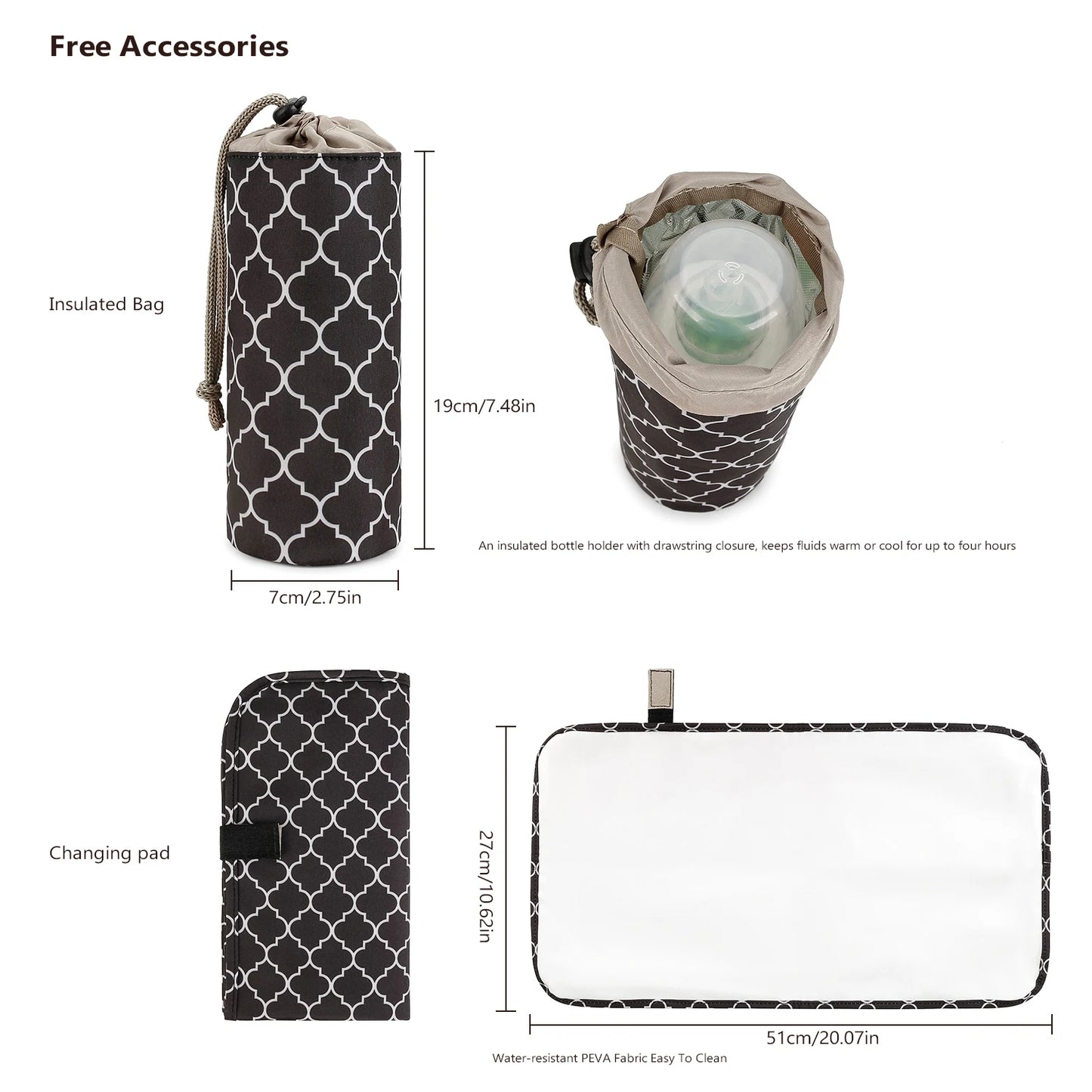 Shoulder Mommy Includes Urine Mat, Independent Bottle Bag, Multi functional Mommy Bag, Maternal and Child Travel Bag