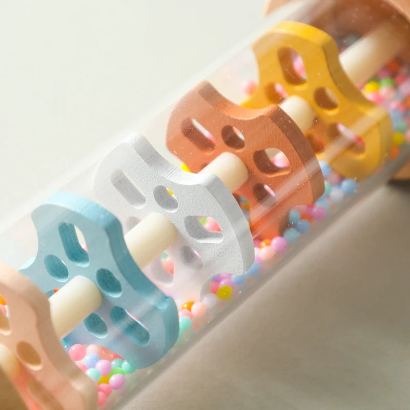 Montessori Baby Rain Stick Rainbow Hourglass Rain Music Rattle Baby Educational Toy Colorful Montessori Sensory Toys for Kids