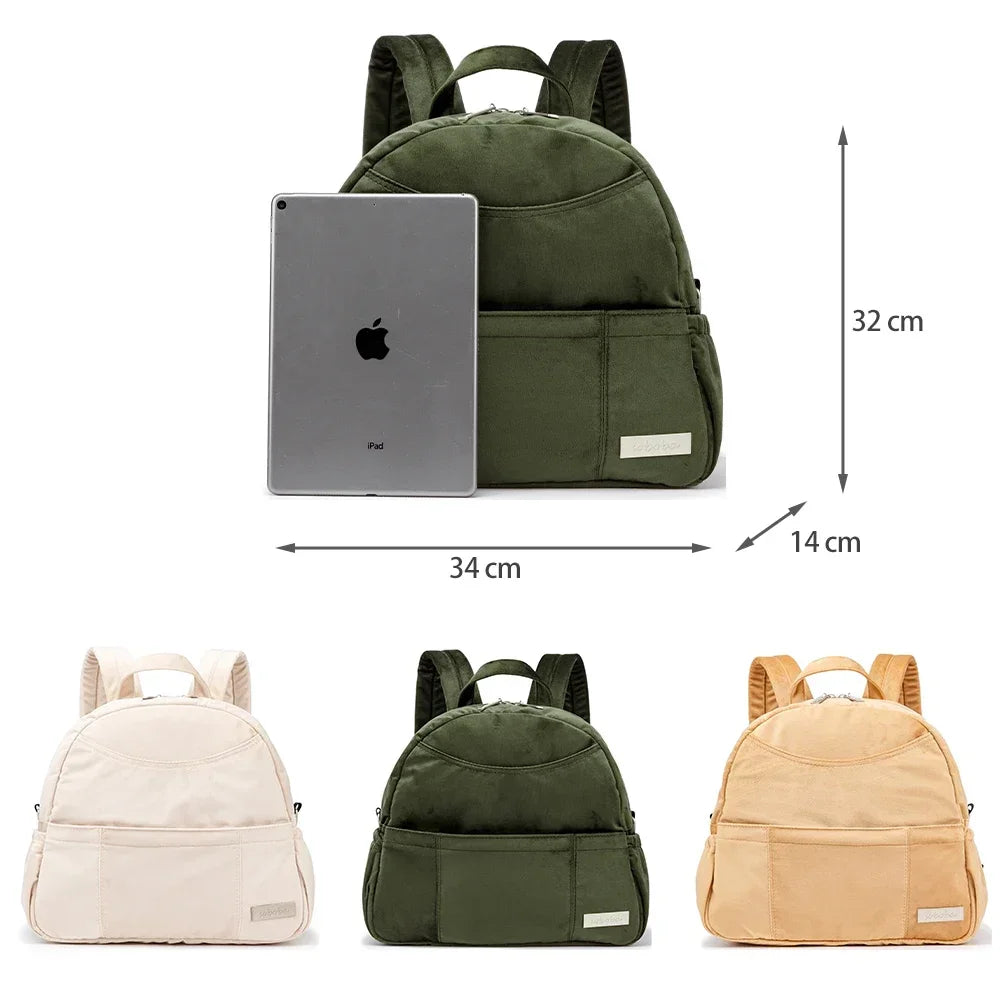 Velvet Diaper Backpack: Large Capacity Nappy Bag for Mom with Pacifier Case and Multi-functionality