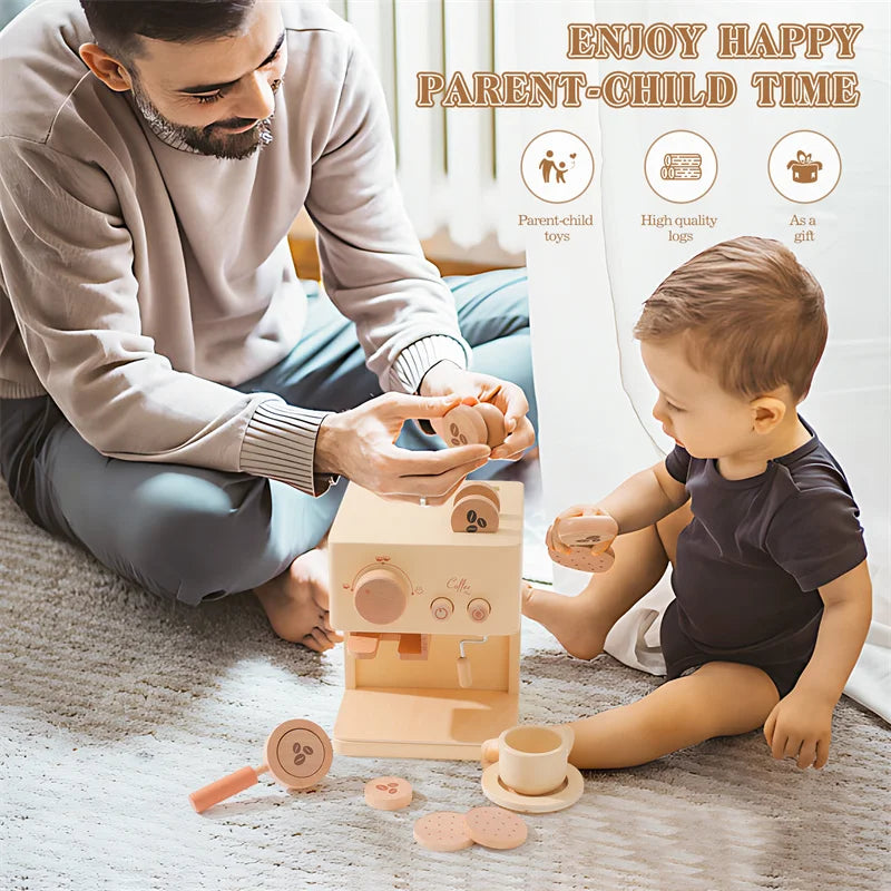 Wooden Children Montessori Toy Teapot Teacup Simulation Kitchen Utensil BPA Free Silicone Kid Education Pretend Play Toy Gift