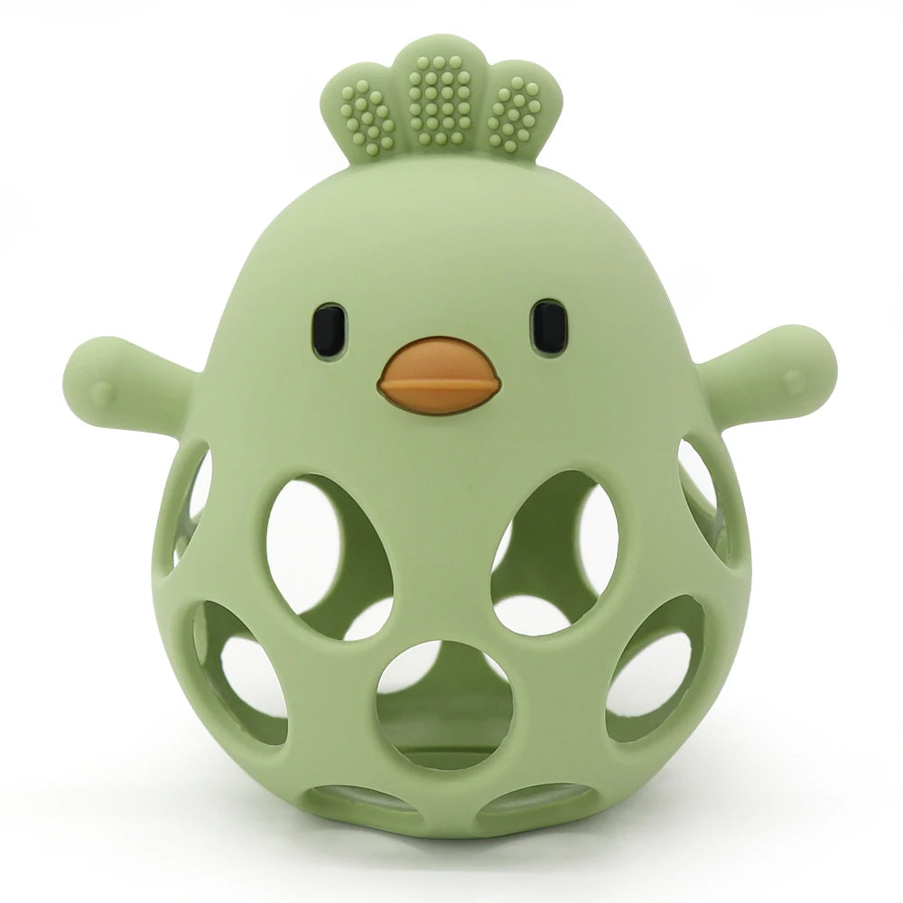 1Pcs Baby Teether Gloves Kids Cartoon Chick Shape Teether Toy Silicone Dental Care Gums Anti-eating Hand Molar Baby Accessorie