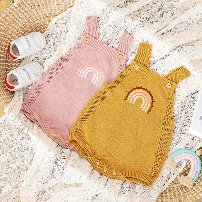 Sleeveless Adjustable Strap Newborn Girls Rompers Ribbed Foot Opening Baby Girls Bodysuit Soft Infant One-piece Jumpsuit