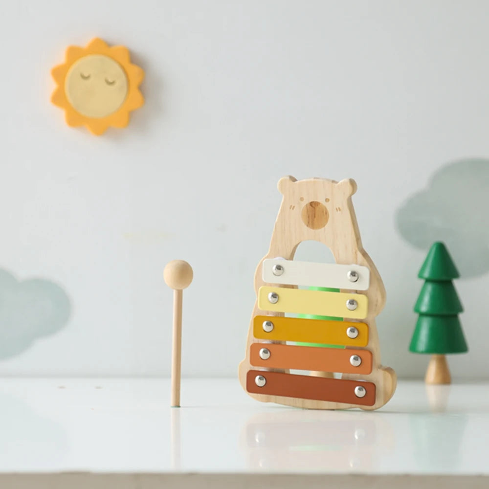 Kids Wooden Montessori Toys Musical Instruments Rattle Bell Drum Xylophone Percussion for Baby Early Educational Instruments Toy