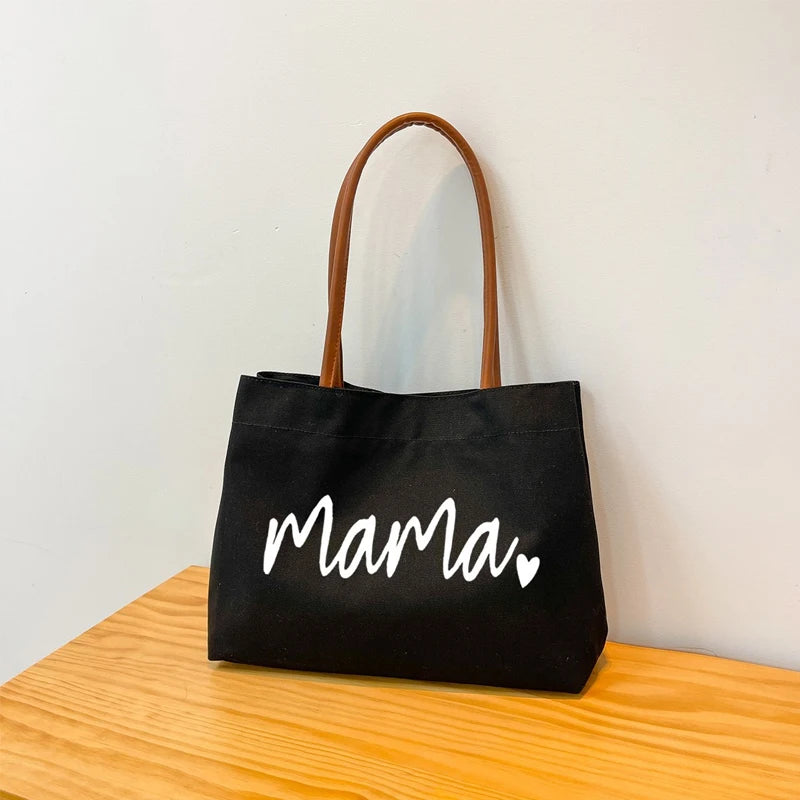 Mama Tote Bag Canvas Fashion Mommy Shoulder Bags Large Capacity Baby Care Diaper Storage Stroller Handbag Mother Gifts