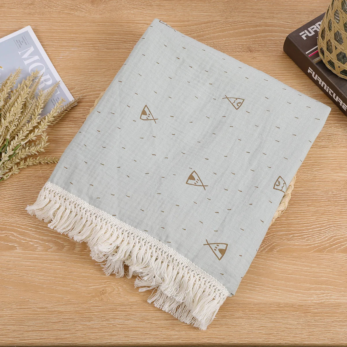 Cotton Muslin Swaddle Blankets for Newborn Baby Tassel Receiving Blanket New Born Swaddle Wrap Infant Sleeping Quilt Bed Cover