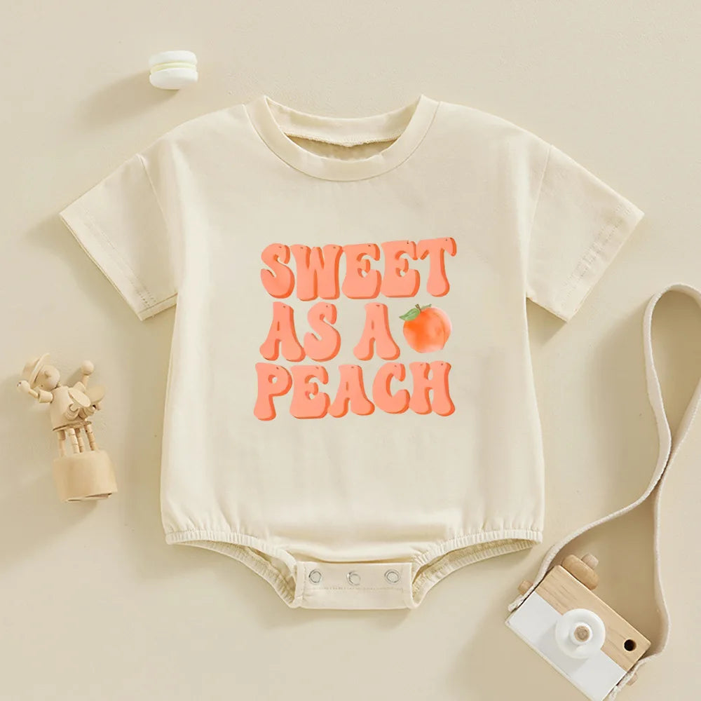 Various Just peachy baby romper Breathable Baby Oversized T-Shirt Romper baby Baggy Bubble Romper for new born gift