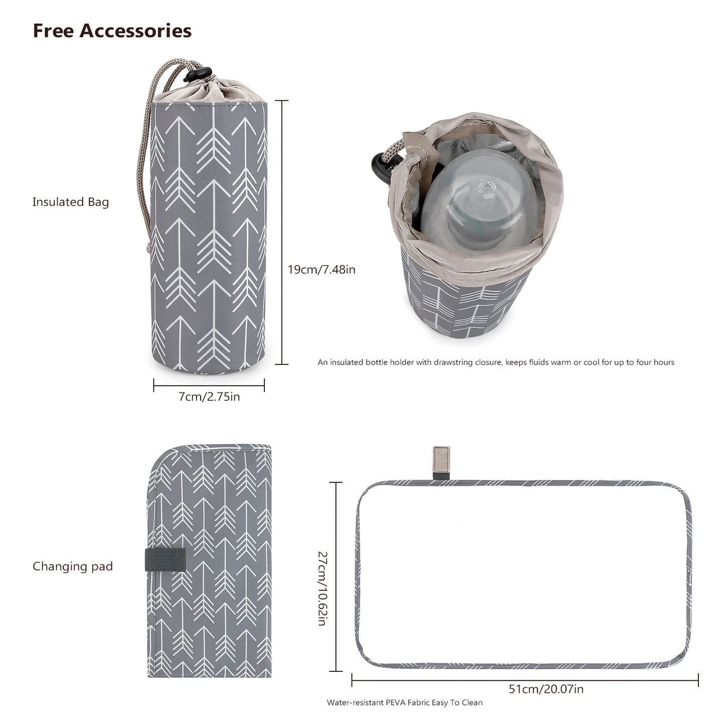 Shoulder Mommy Includes Urine Mat, Independent Bottle Bag, Multi functional Mommy Bag, Maternal and Child Travel Bag