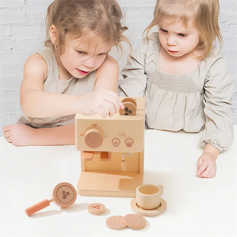 Wooden Children Montessori Toy Teapot Teacup Simulation Kitchen Utensil BPA Free Silicone Kid Education Pretend Play Toy Gift
