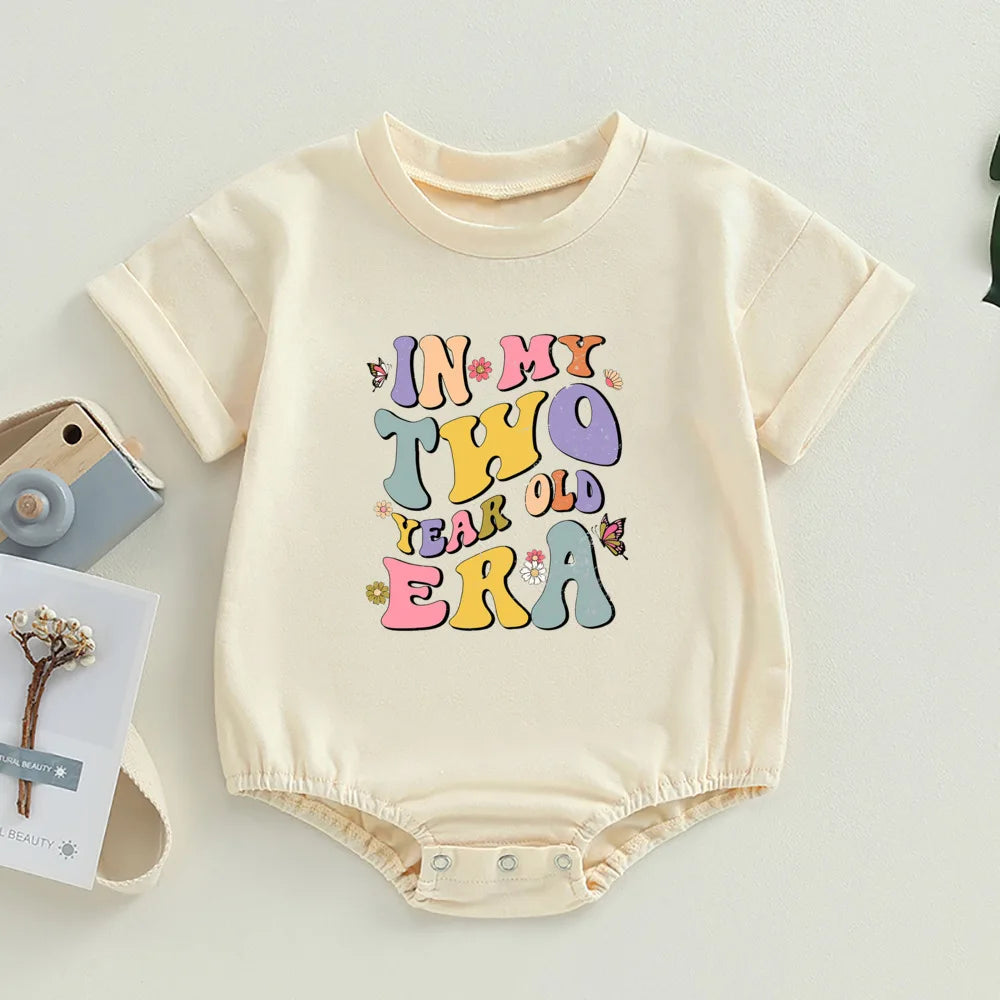 Birthday Boy Cute Retro Bubble Romper Wavy Letters Boys Birthday Jumpsuit Toddler Baby Short Sleeve Summer Oversized Jumpsuit