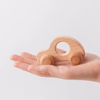 Baby BPA Free Silicone Car Ambulance Toys Wooden Cartoon Bus Teether Educational Montessori Toys For Children Teething Baby Toys