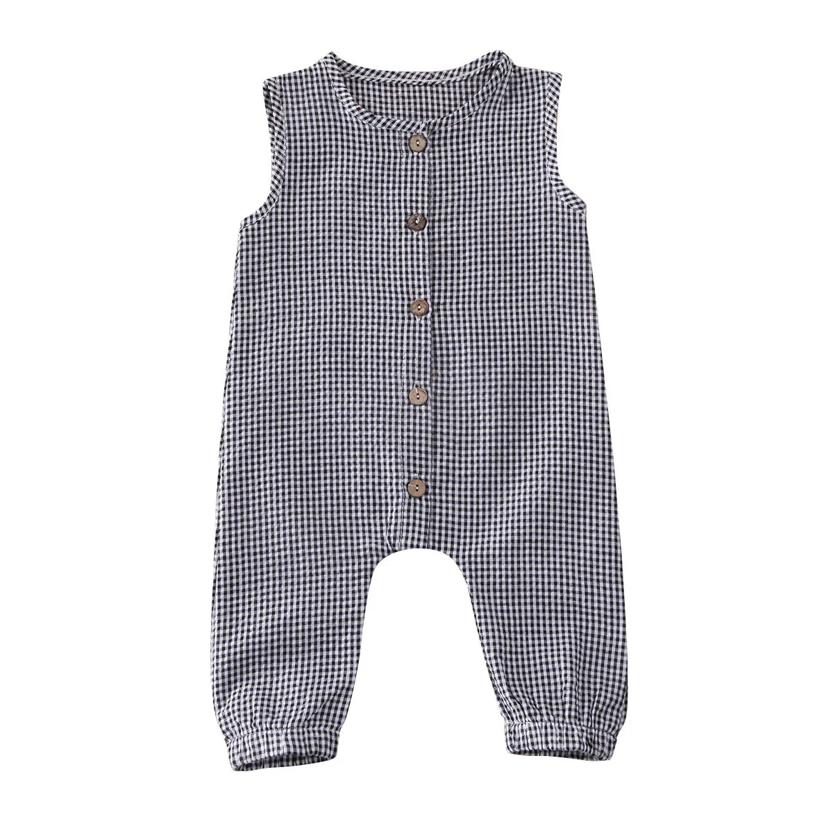 0-18M Baby Girl Boy Rompers Sleeveless Plaids Romper Cotton Jumpsuit Overall Casual Clothes