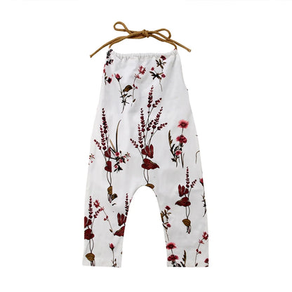 Baby Girl Romper Sleeveless O-Neck Summer Floral Strap Romper Jumpsuit New Fashion Clothes