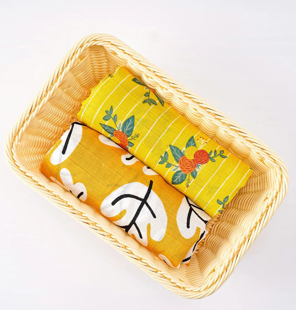 Kangobaby #My Soft Life# 2pcs Set 100% Cotton Baby Muslin Swaddle Blanket Newborn Bath Towel Infant Wrap