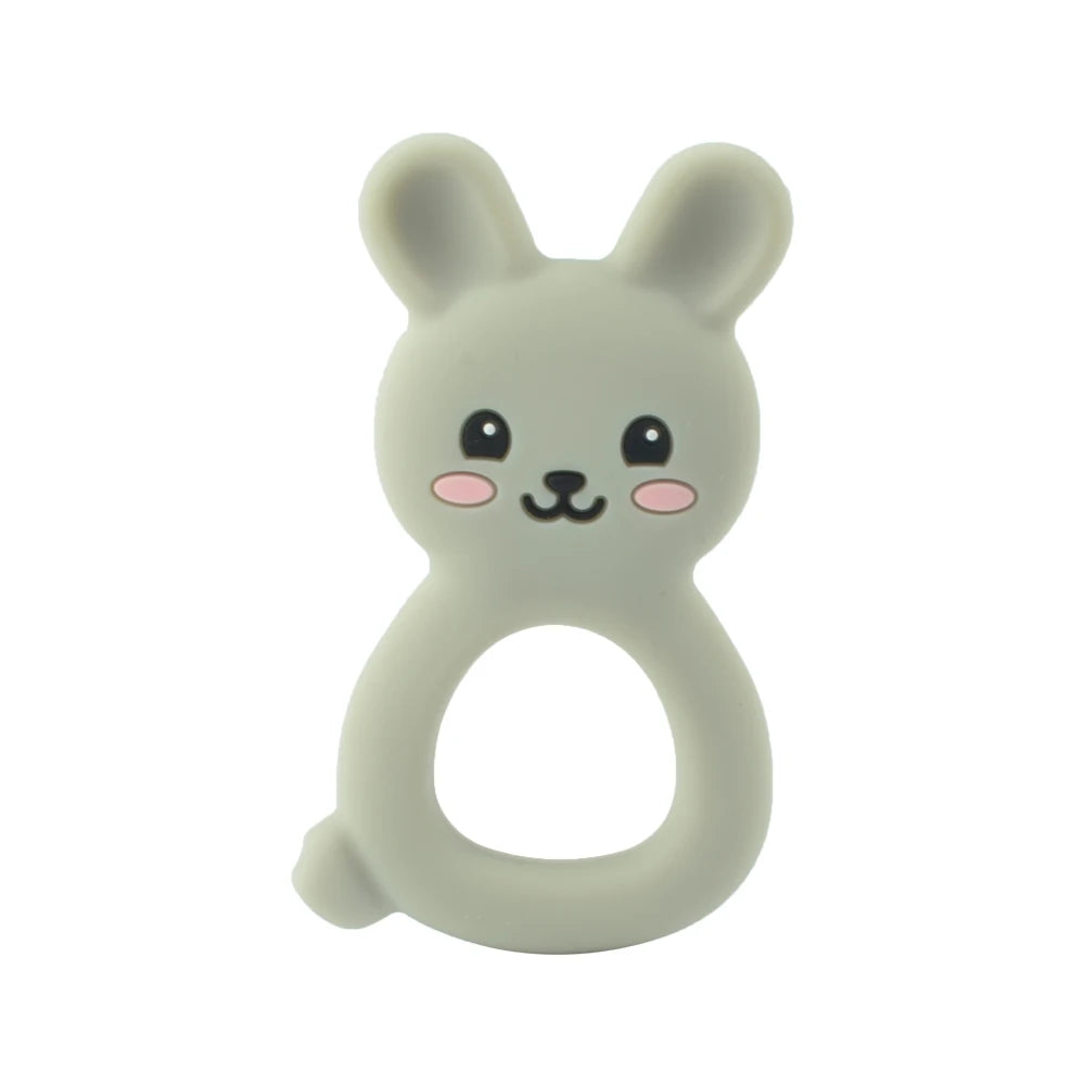 1PC Rabbite Silicone Teether Toys Necklace Accessories Infant Chew Toys Animal Silicone Beads Soft teether DIY Baby Teething