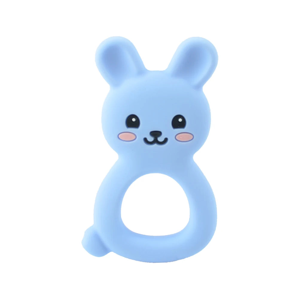 1PC Rabbite Silicone Teether Toys Necklace Accessories Infant Chew Toys Animal Silicone Beads Soft teether DIY Baby Teething
