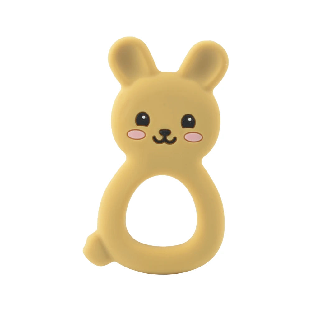 1PC Rabbite Silicone Teether Toys Necklace Accessories Infant Chew Toys Animal Silicone Beads Soft teether DIY Baby Teething
