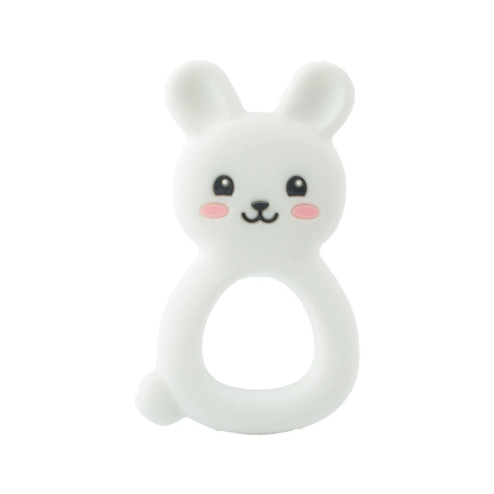 1PC Rabbite Silicone Teether Toys Necklace Accessories Infant Chew Toys Animal Silicone Beads Soft teether DIY Baby Teething