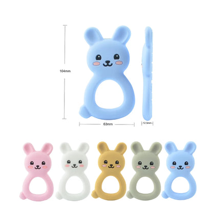 1PC Rabbite Silicone Teether Toys Necklace Accessories Infant Chew Toys Animal Silicone Beads Soft teether DIY Baby Teething