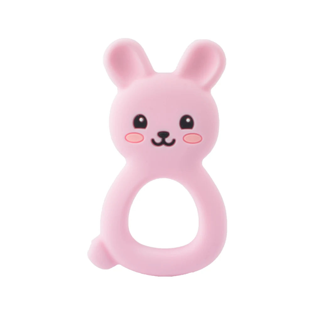 1PC Rabbite Silicone Teether Toys Necklace Accessories Infant Chew Toys Animal Silicone Beads Soft teether DIY Baby Teething