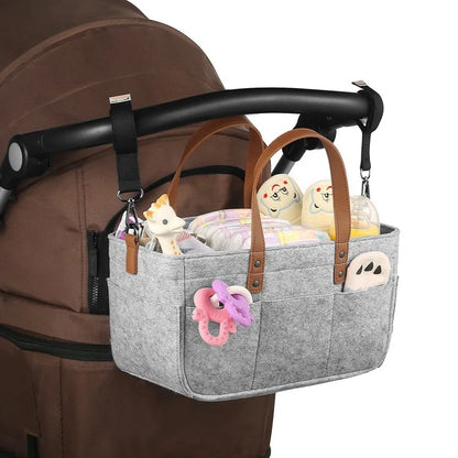 Baby Felt Storage Nursery Organizer Basket Infant Diaper Bag with Handle Caddy Changing Nappy Kids Storage Carrier Large Pocket
