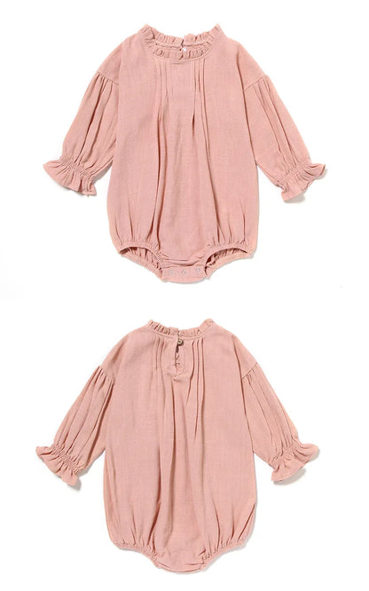 MILANCEL Autumn New Baby Bodysuits Linen One Piece Long Sleeve Baby Outfit Newborn Clothes