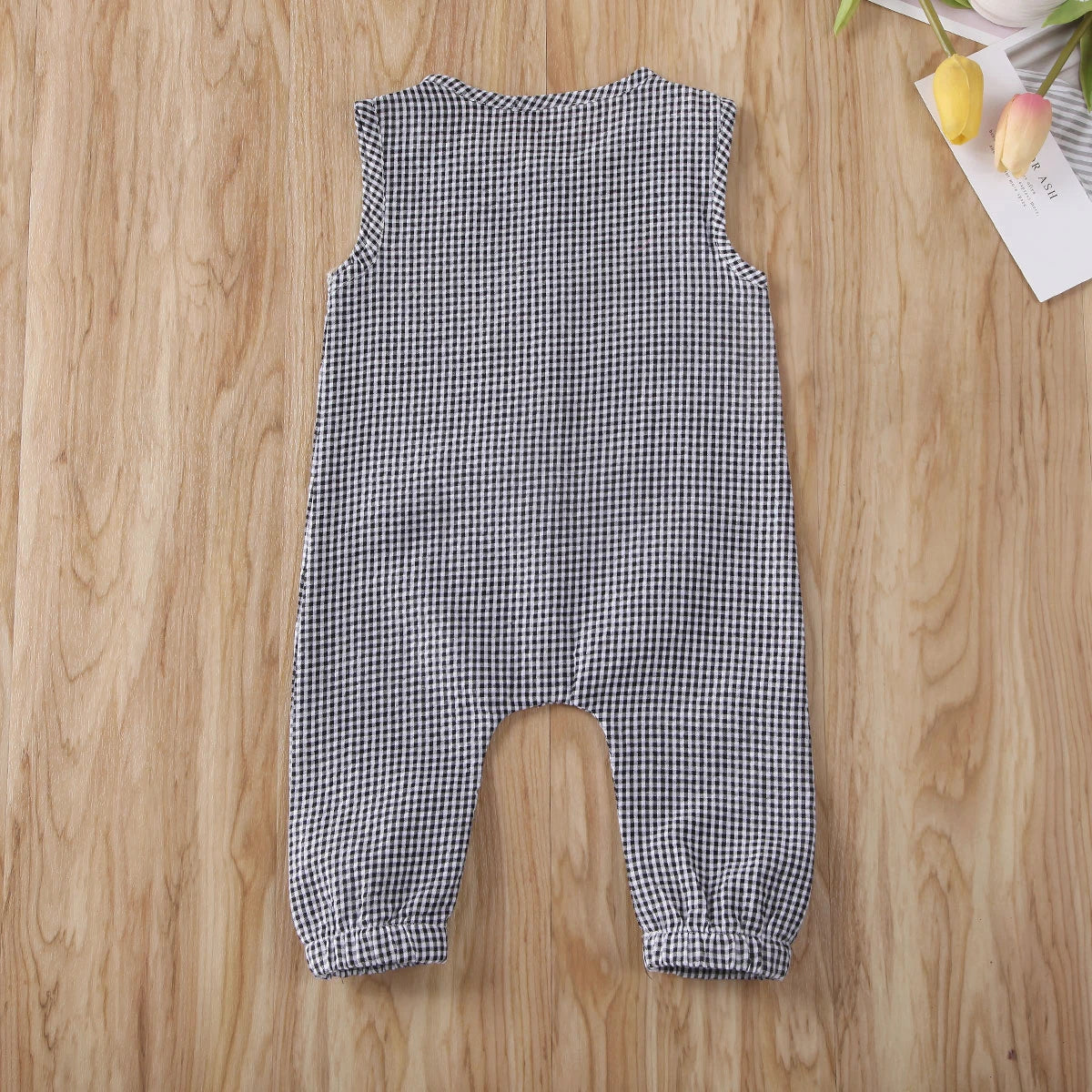 0-18M Baby Girl Boy Rompers Sleeveless Plaids Romper Cotton Jumpsuit Overall Casual Clothes