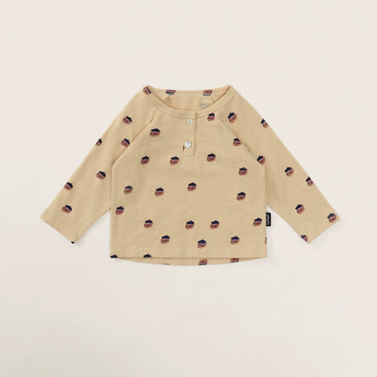 Tinyclvb Early Autumn Long Sleeves Slub Cotton Pullover Tops