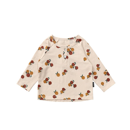 Tinyclvb Early Autumn Long Sleeves Slub Cotton Pullover Tops