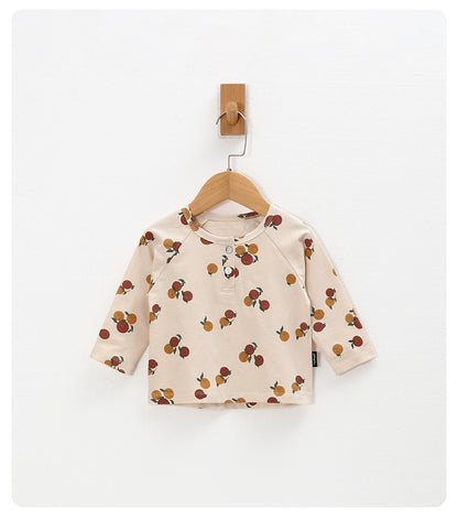 Tinyclvb Early Autumn Long Sleeves Slub Cotton Pullover Tops