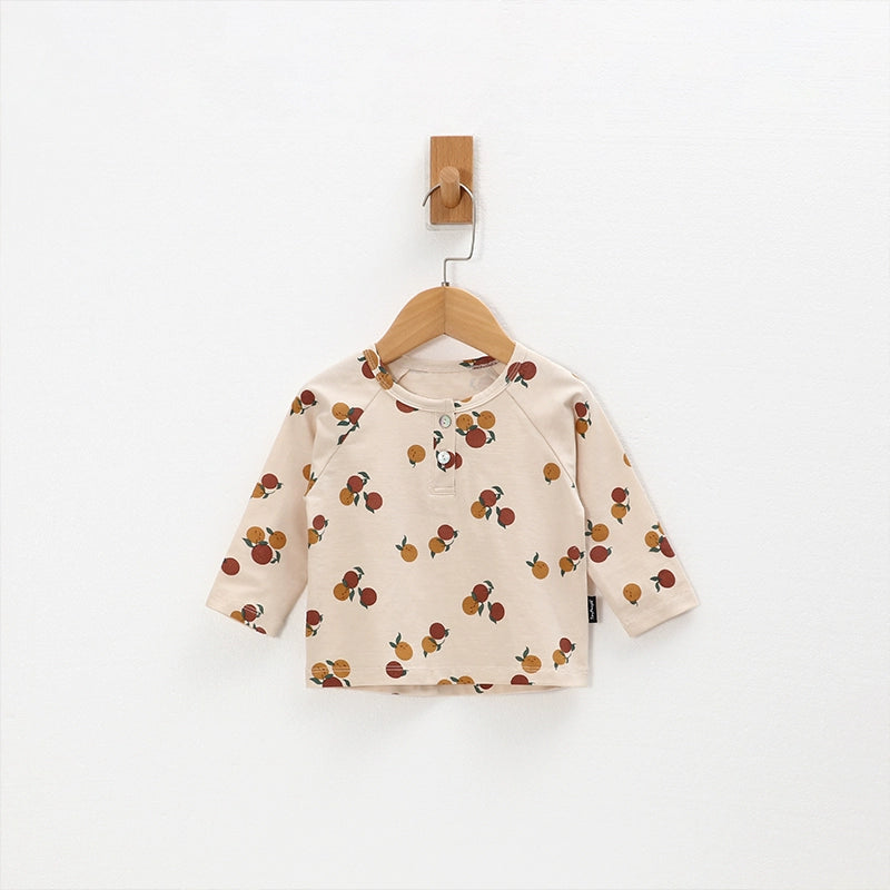 Tinyclvb Early Autumn Long Sleeves Slub Cotton Pullover Tops