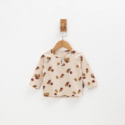 Tinyclvb Early Autumn Long Sleeves Slub Cotton Pullover Tops