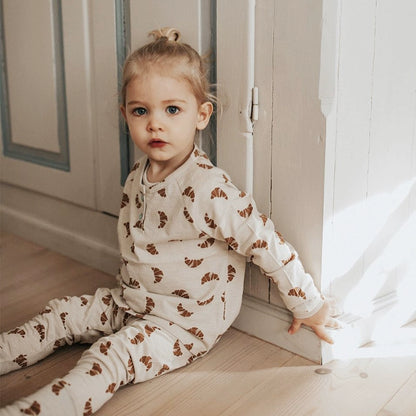 Tinyclvb Early Autumn Long Sleeves Slub Cotton Pullover Tops