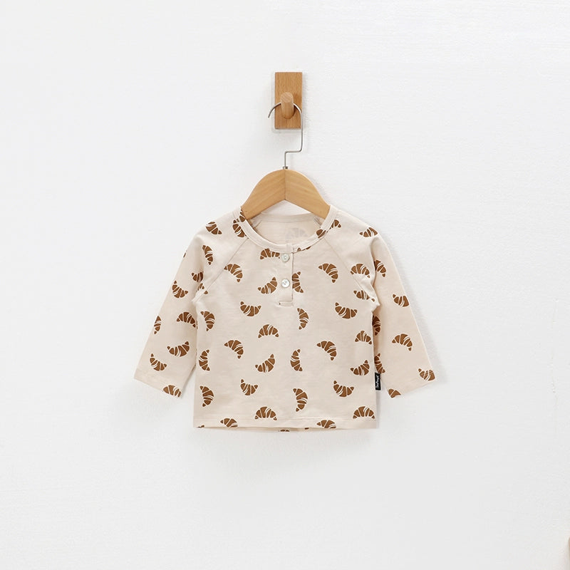 Tinyclvb Early Autumn Long Sleeves Slub Cotton Pullover Tops