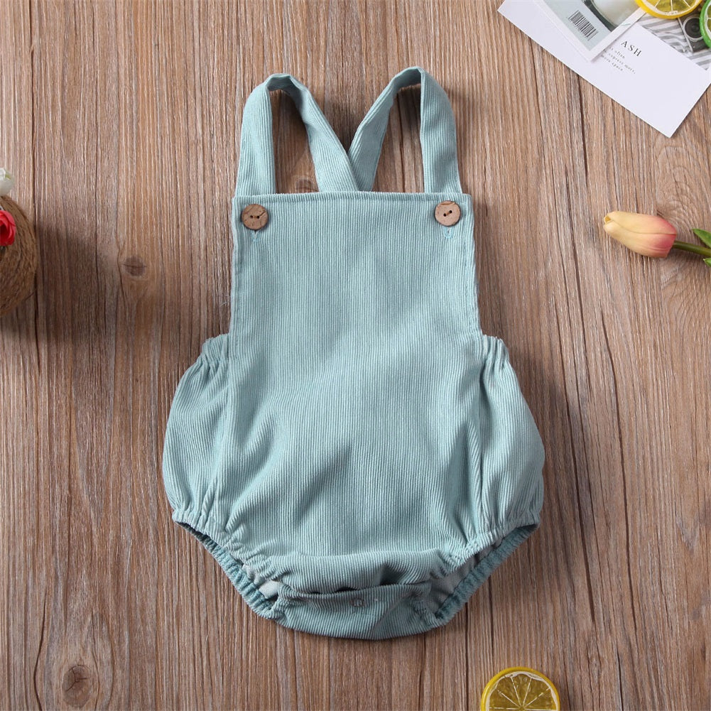 0-24M Cute Baby Romper Boys Girls Solid Color Corduroy Sleeveless Square Neck Romper Jumpsuits Baby Kids Overalls Clothing 2023