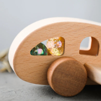 Baby Wooden Montessori Toys Beech Wooden Plane Blocks Teether Glass Marbles Educational Toys Child Teethering Play Gym Baby Gift