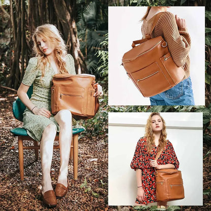 Mommy Bag Pu Leather Diaper Backpack Bag with Changing Pad Baby Organizer Baby Nappy Bag Mummy Daddy Backpack