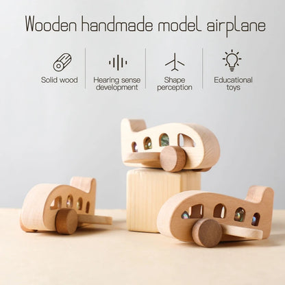 Baby Wooden Montessori Toys Beech Wooden Plane Blocks Teether Glass Marbles Educational Toys Child Teethering Play Gym Baby Gift